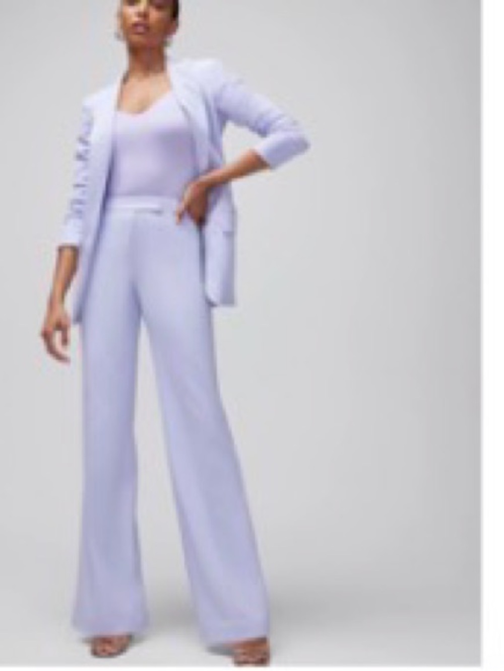 Tailored High-Waist Wide-Leg Pants and Blazer in Light Lavender